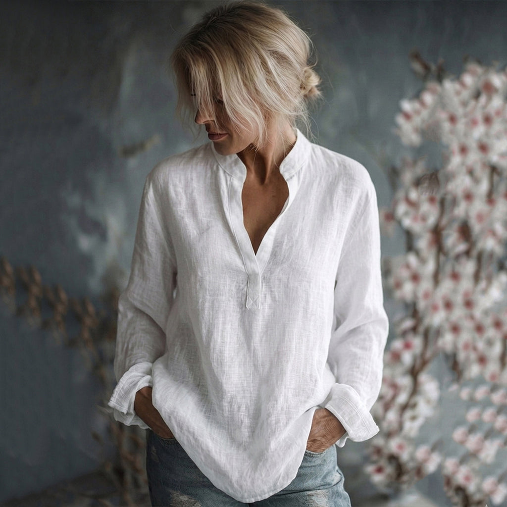 Women's Vintage Linen Long Sleeve Shirt