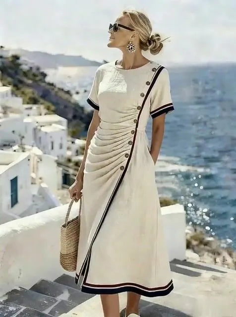 Women'S Casual Color-Block Striped Dress