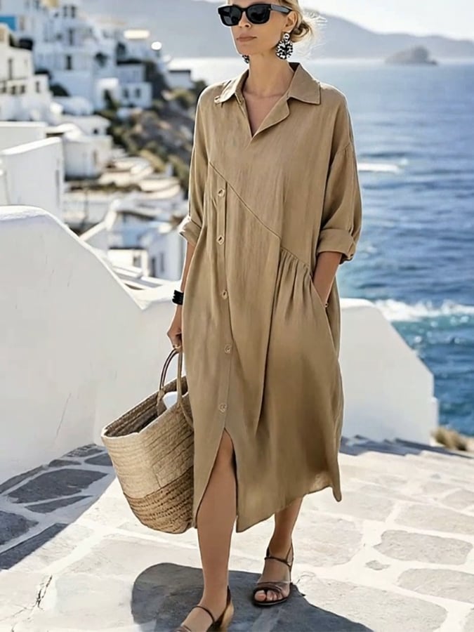 Women'S Casual Solid Color  Dress