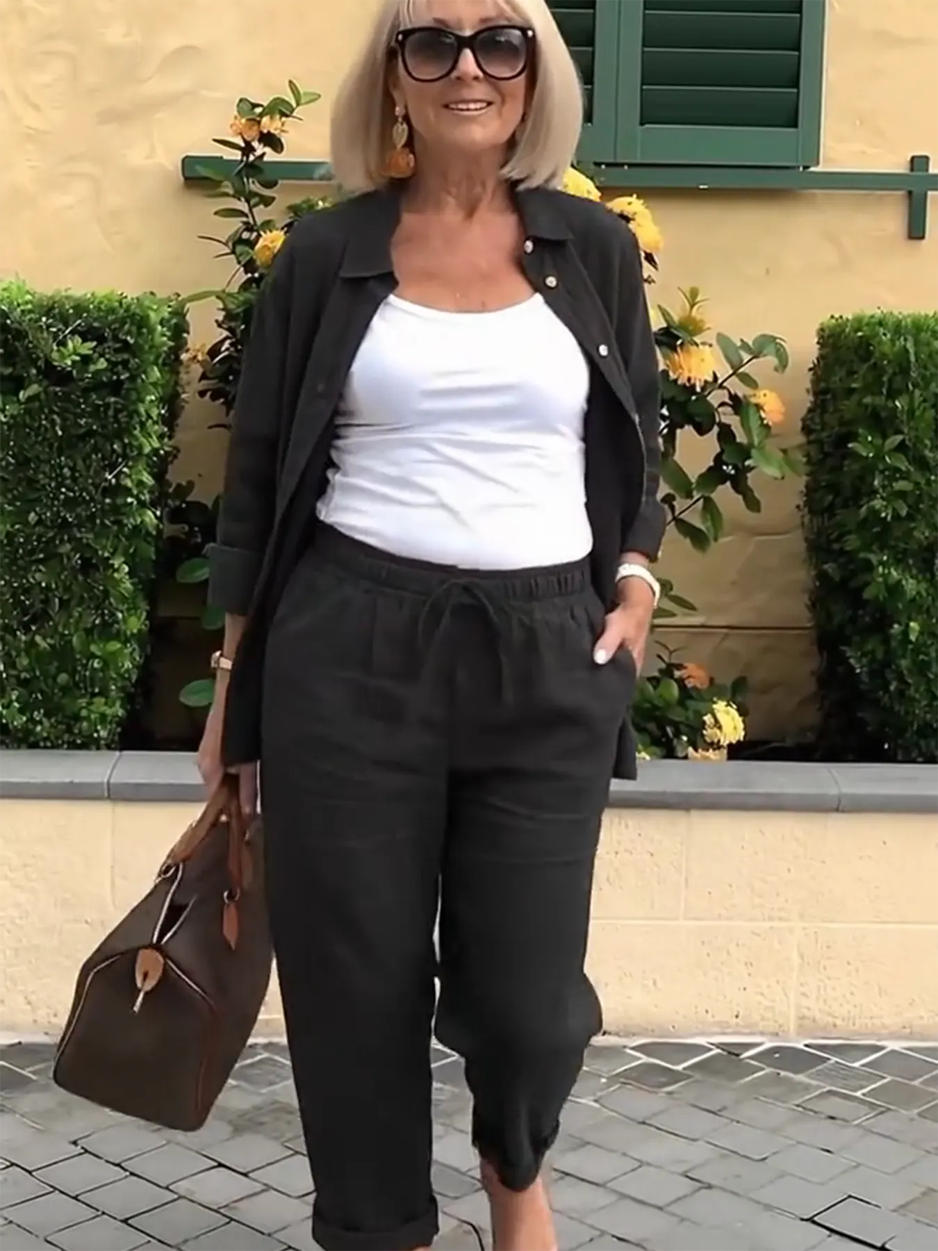 PINK LINEN SUITS Minimalist Two-piece Shirt Pants Set