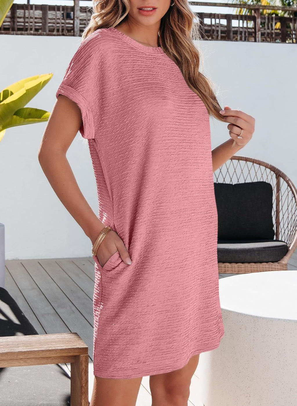 Women's Lightweight Summer T-shirt Dress with Pockets