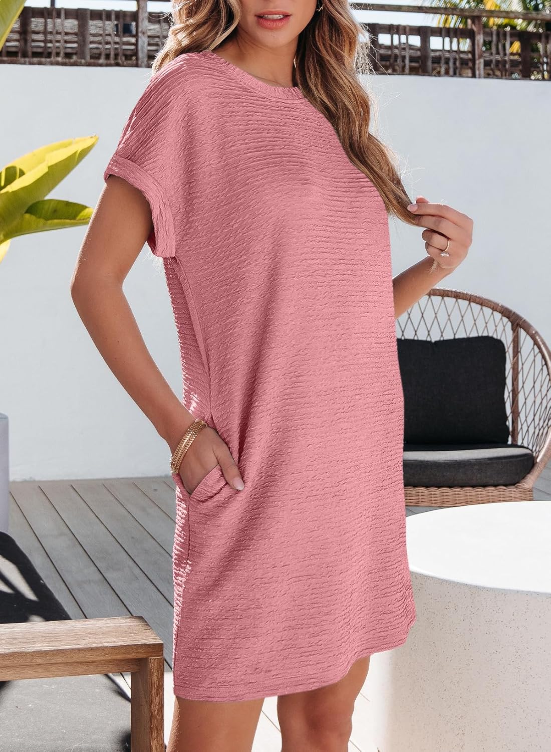 Women's Lightweight Summer T-shirt Dress with Pockets