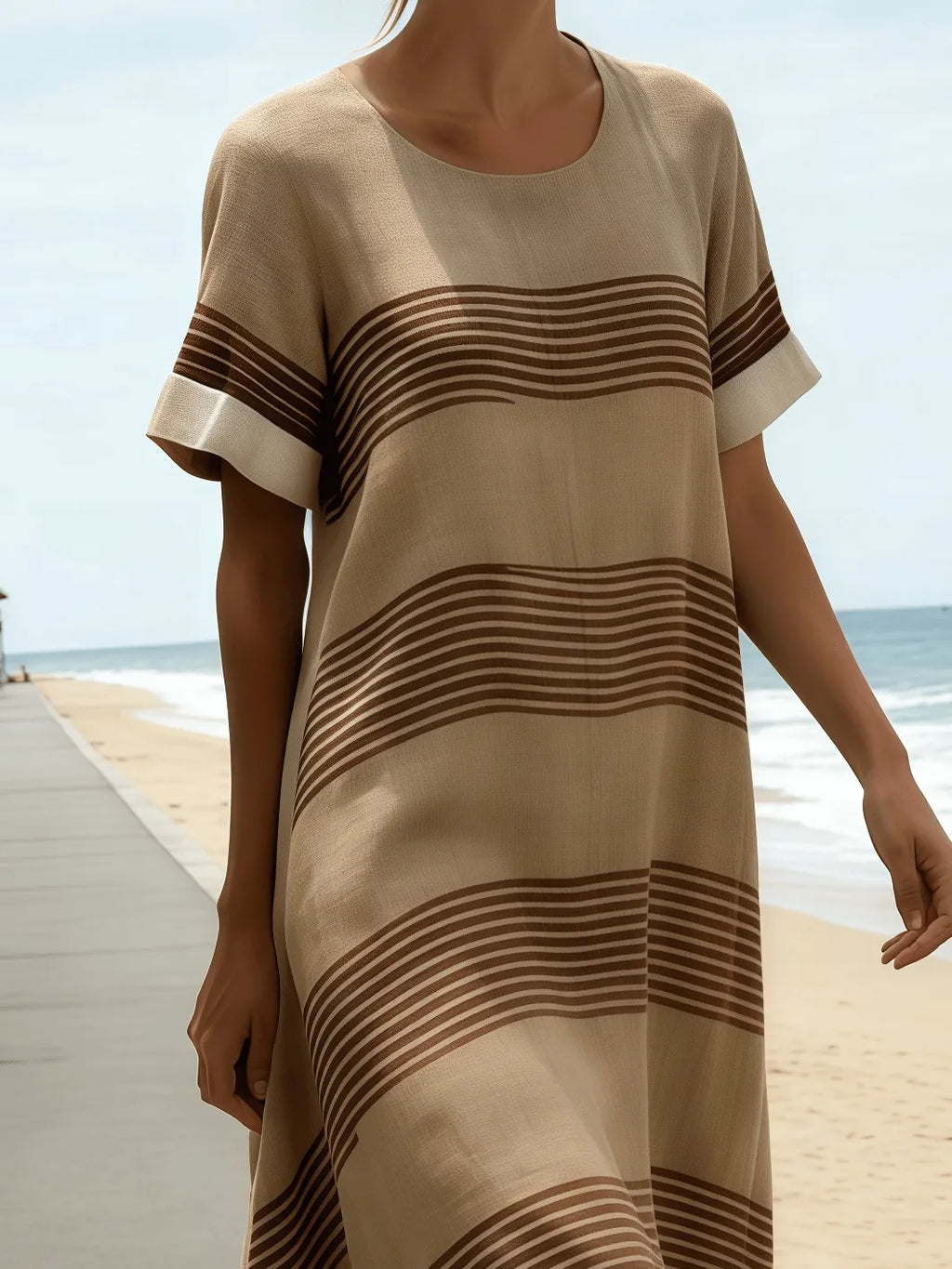 Women's Casual Loose Striped Dress