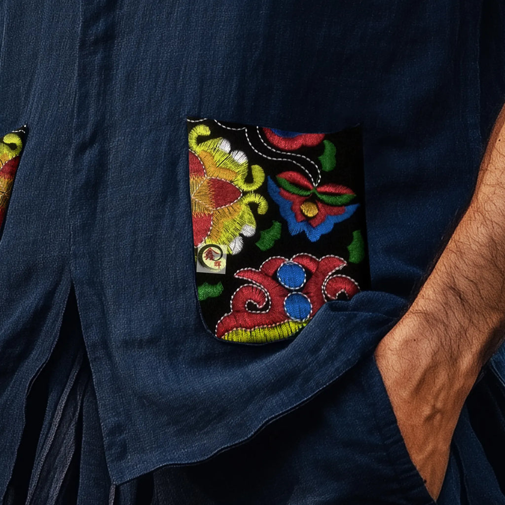 Men's Casual Retro Cotton And Linen Embroidered Vest Tops
