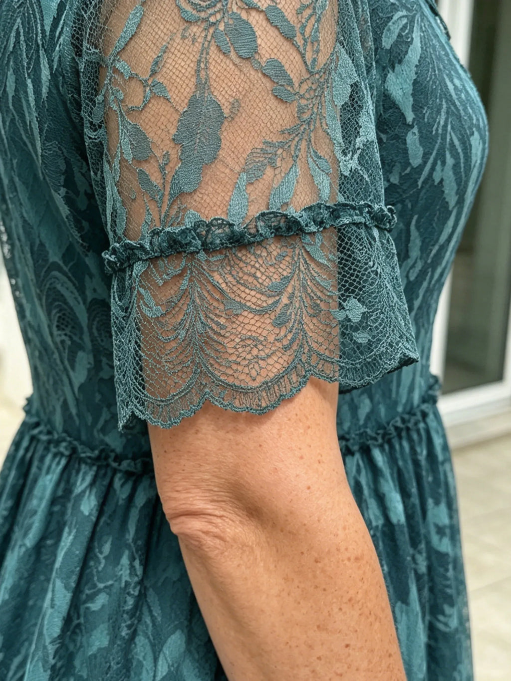Floral Mesh Dress Large Size Loose and Thin Short Sleeves Fat Girl Middle-aged and Elderly Mother Skirt