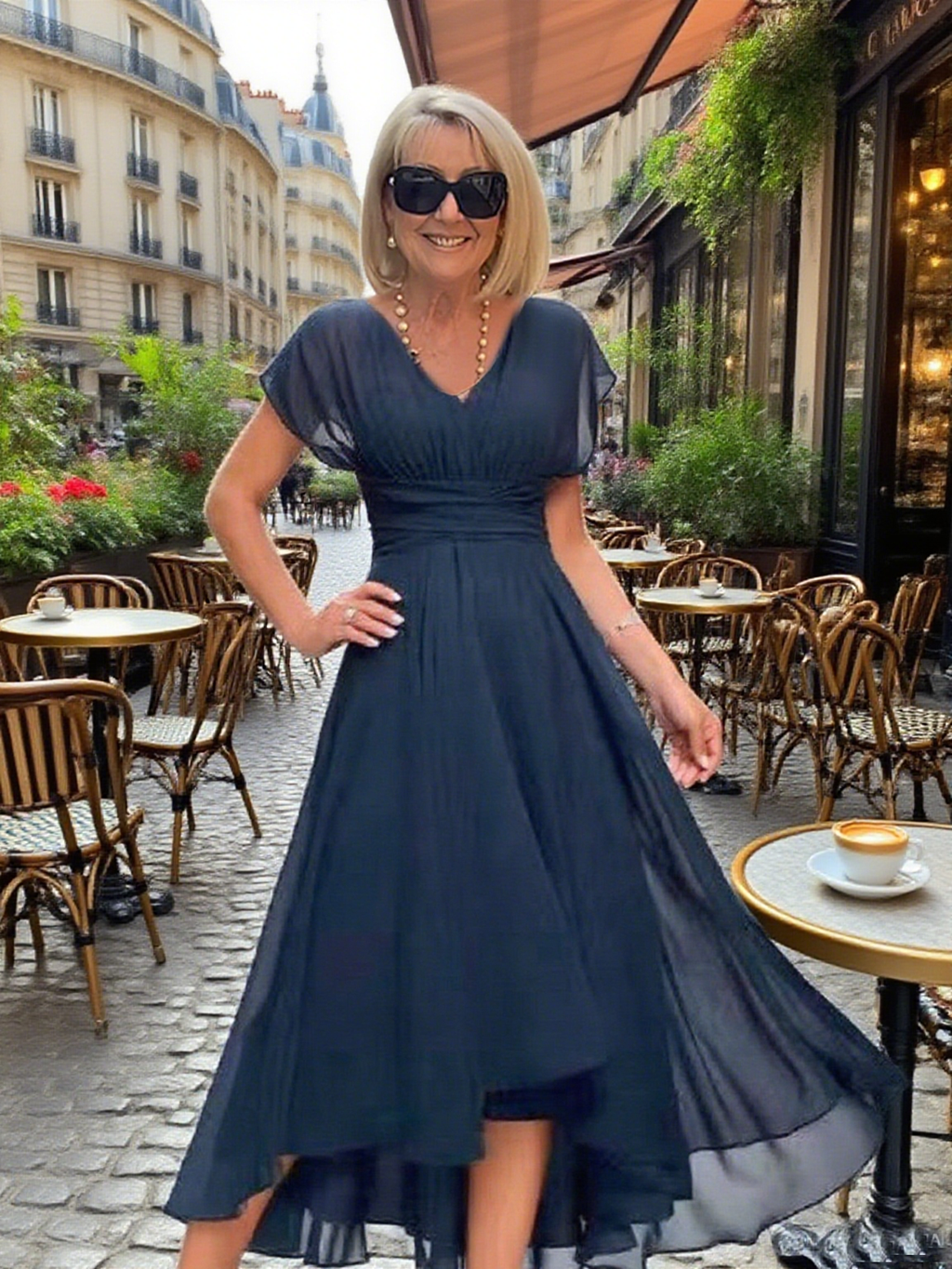 Party Dress Chiffon Splicing V-neck Women's Dress