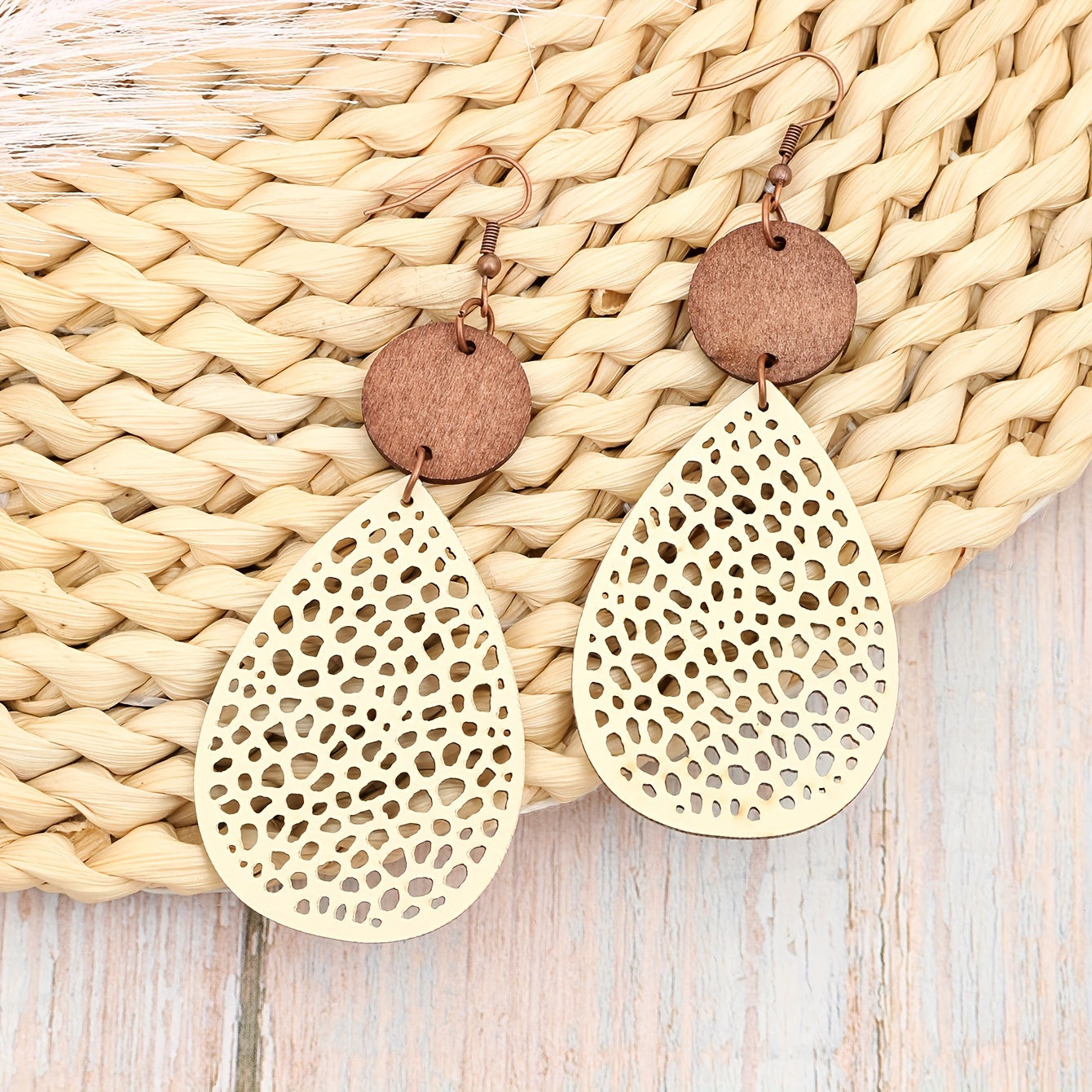 Boho Style Dangle Earrings Hollow Waterdrop Design Match Daily Outfits Party Accessories Gift For Family/ Friends/ Lover