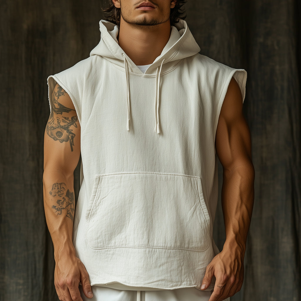 Men's Casual Retro Cotton And Linen Vest Tops