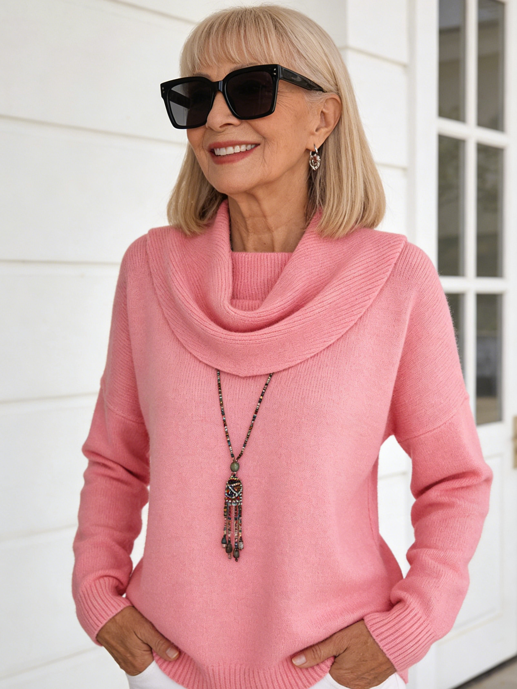 Winter Knitted Sweater Solid Color Long-sleeved Top Sweater Women