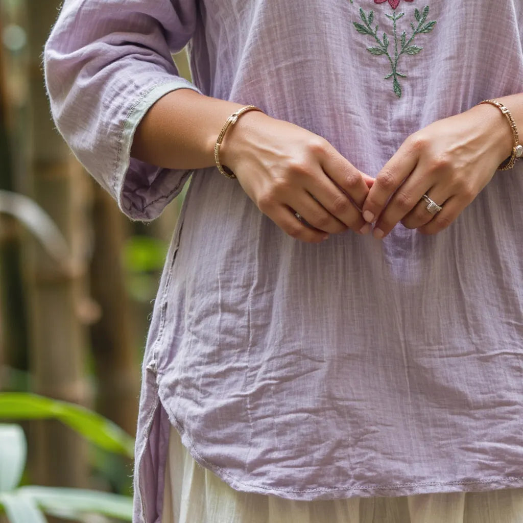 Women's New Casual Embroidery Printed Cotton And Linen Loose Shirt