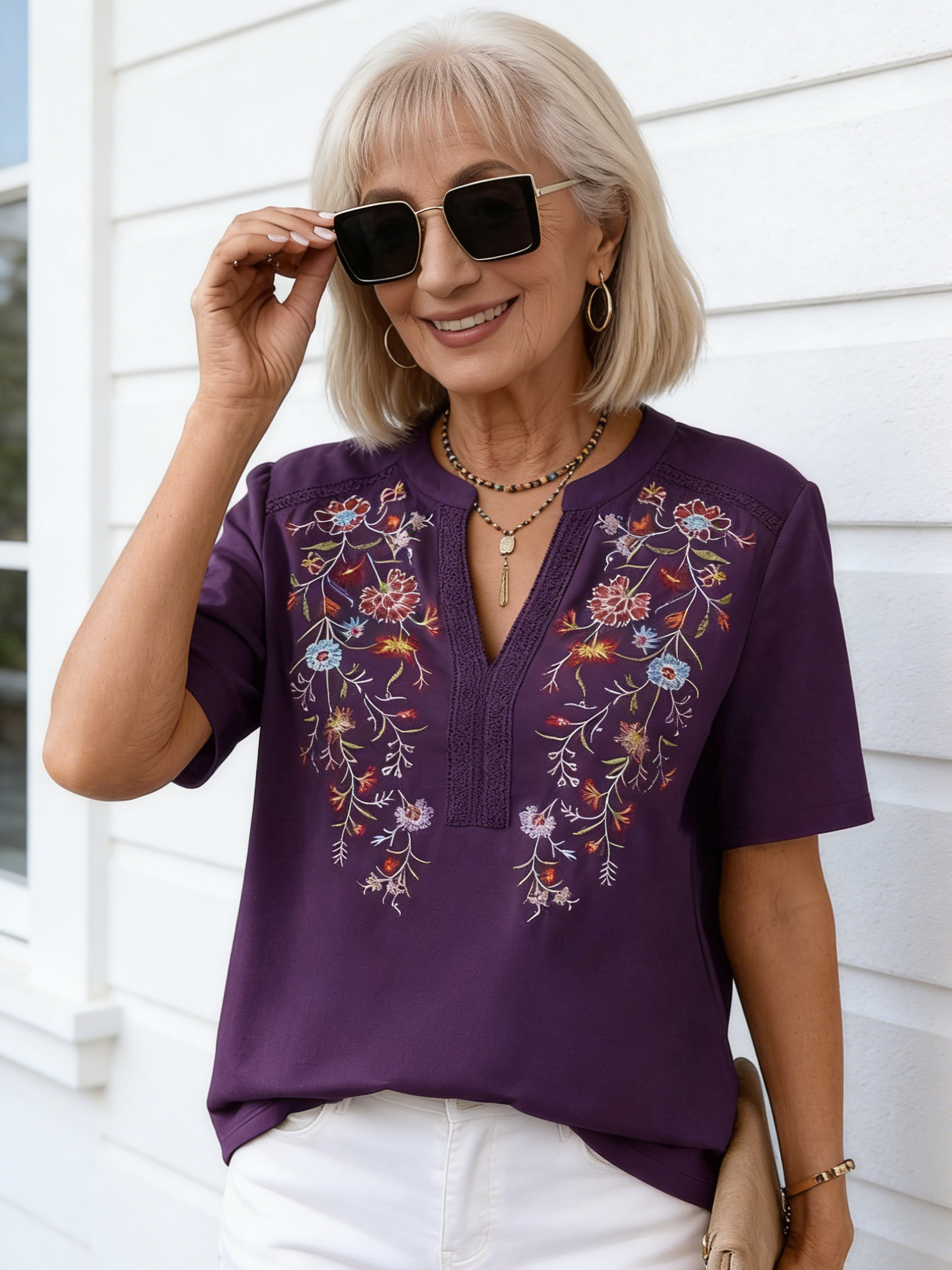 Embroidered Stitched Lace Top
