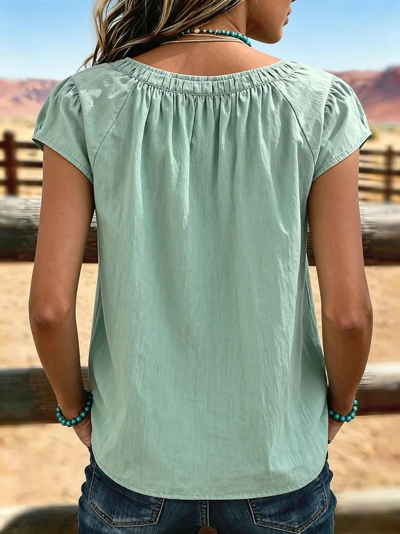 Women's Vintage Pleating Patchwork Casual Shirt