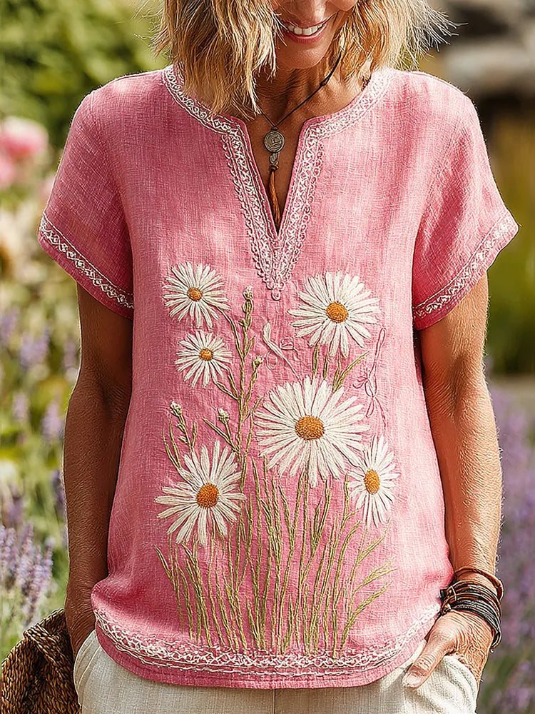 Women's Breast Cancer Awareness Daisy Flower T-shirt