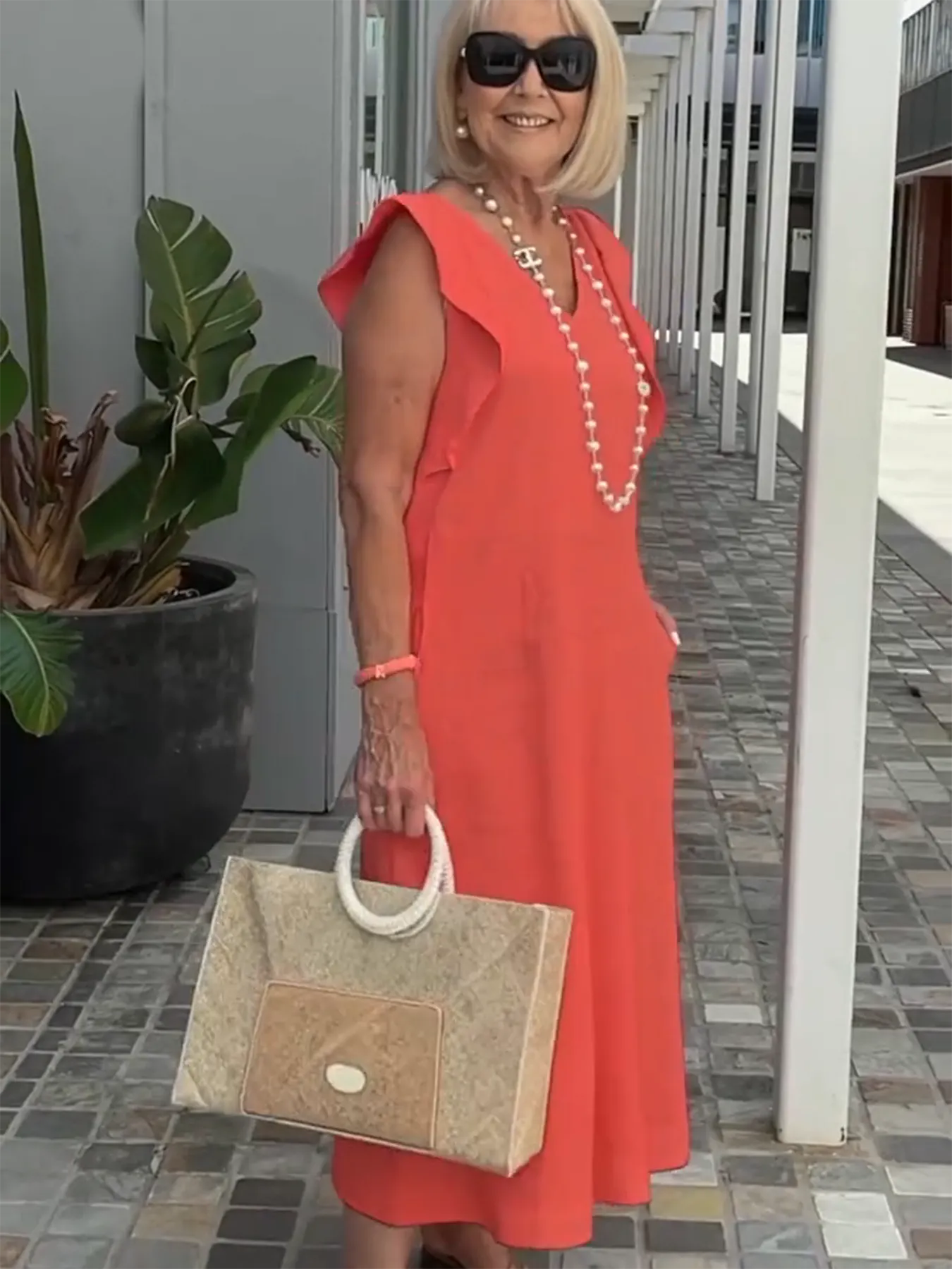Casual Dress with Ruffle Sleeves,Back Adjustment Rope,Deep Pockets,Pure White Formal Dress, Evening Dress