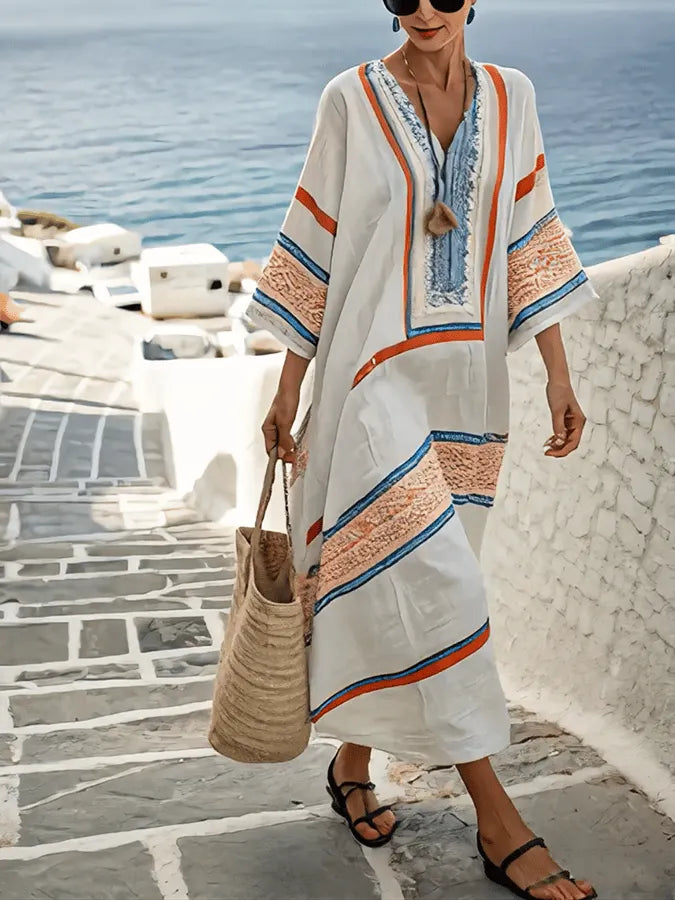 Women'S Loose Striped Print Dress