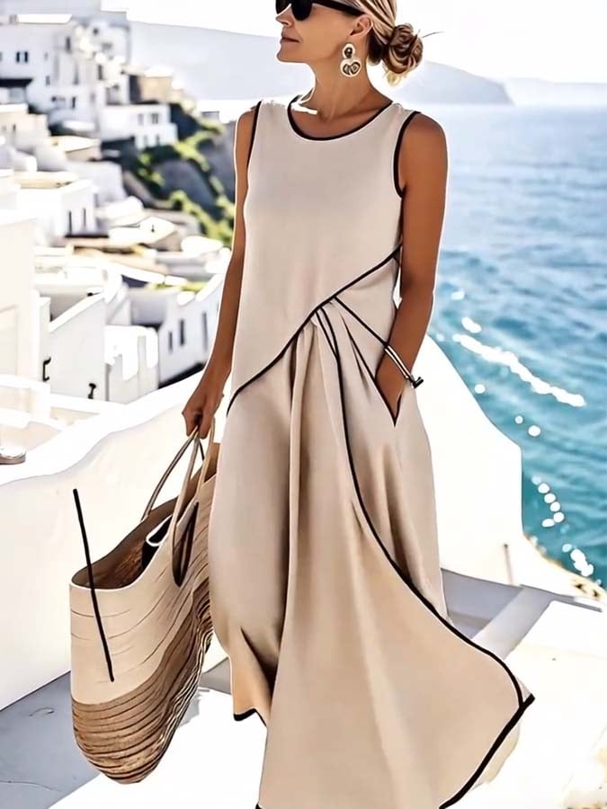 Women'S Loose Striped Print Dress