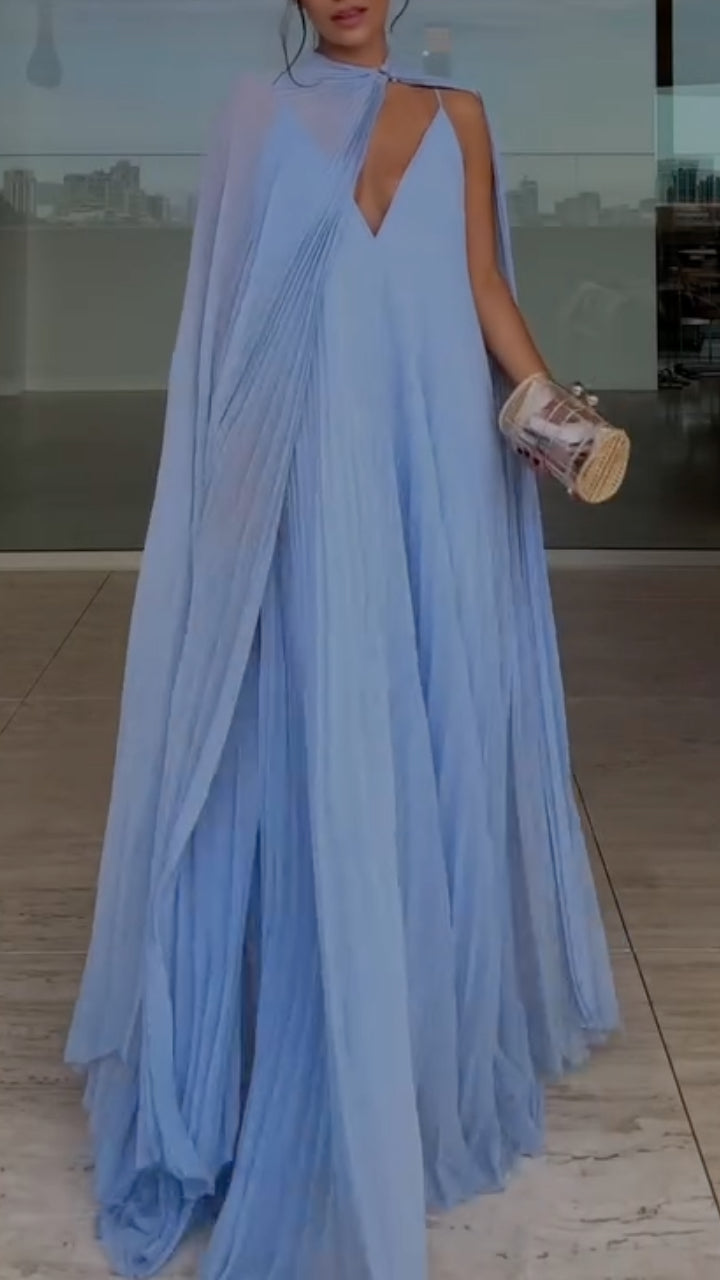 Light Blue Cape Maxi Dress