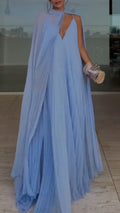 Light Blue Cape Maxi Dress