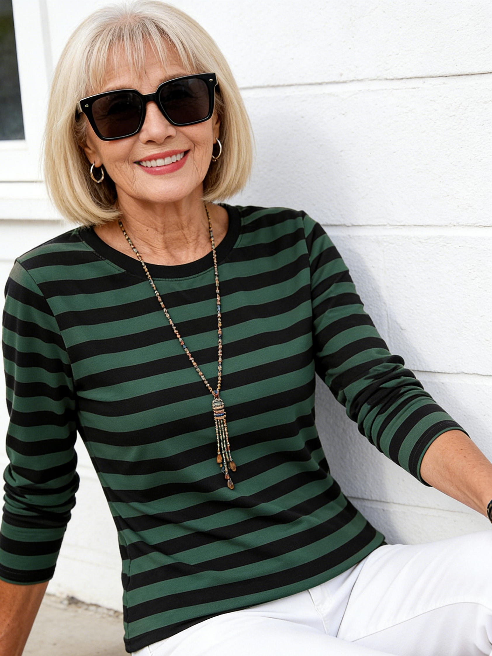 Loose Cotton Long-sleeved T-shirt Women's Autumn Clothes Outer Bottoming Shirt Striped