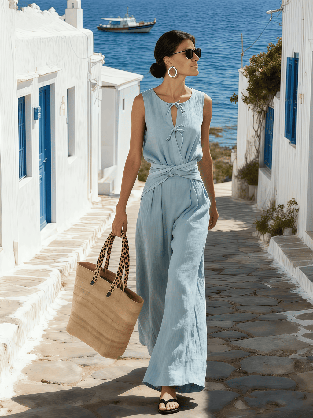 Women's Round Neck Sleeveless Jumpsuit