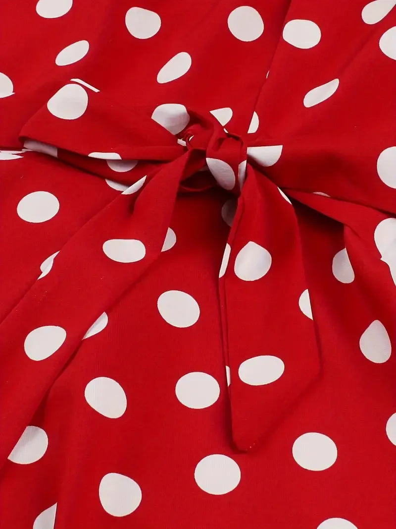 Classic Polka Dot Dress Female Slim Slim Slim Dress Red Polka Dot Big Swing Dress
