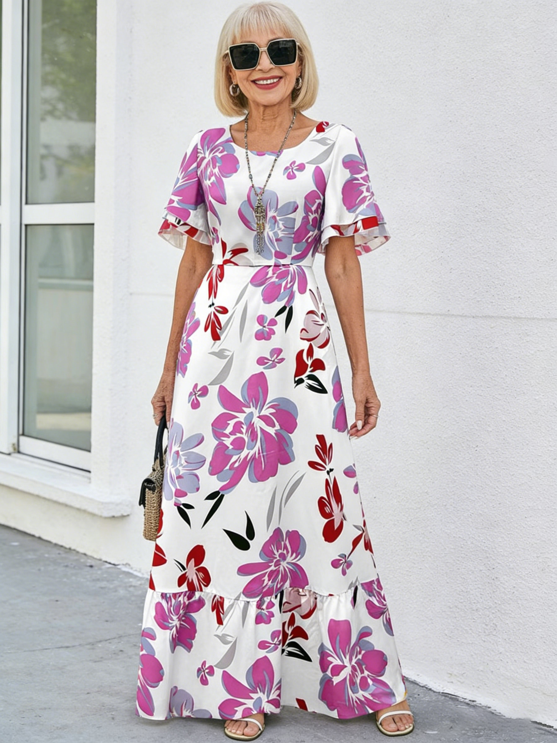 Boho Floral Art Print Elegant Dress