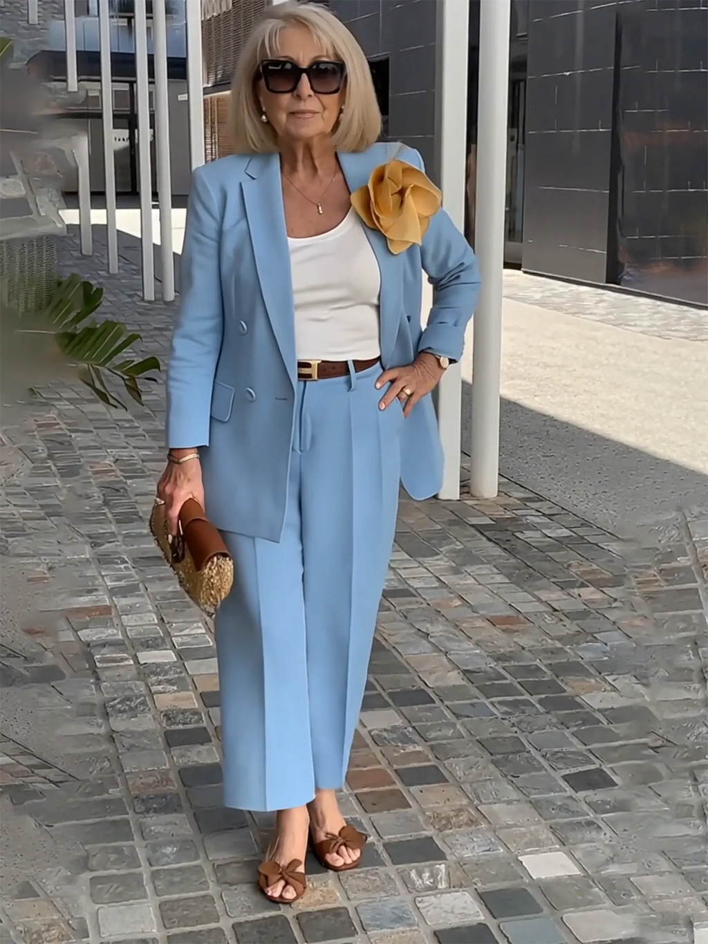 2Pcs Elegant Suit Pants Two-Piece Suit Jacket