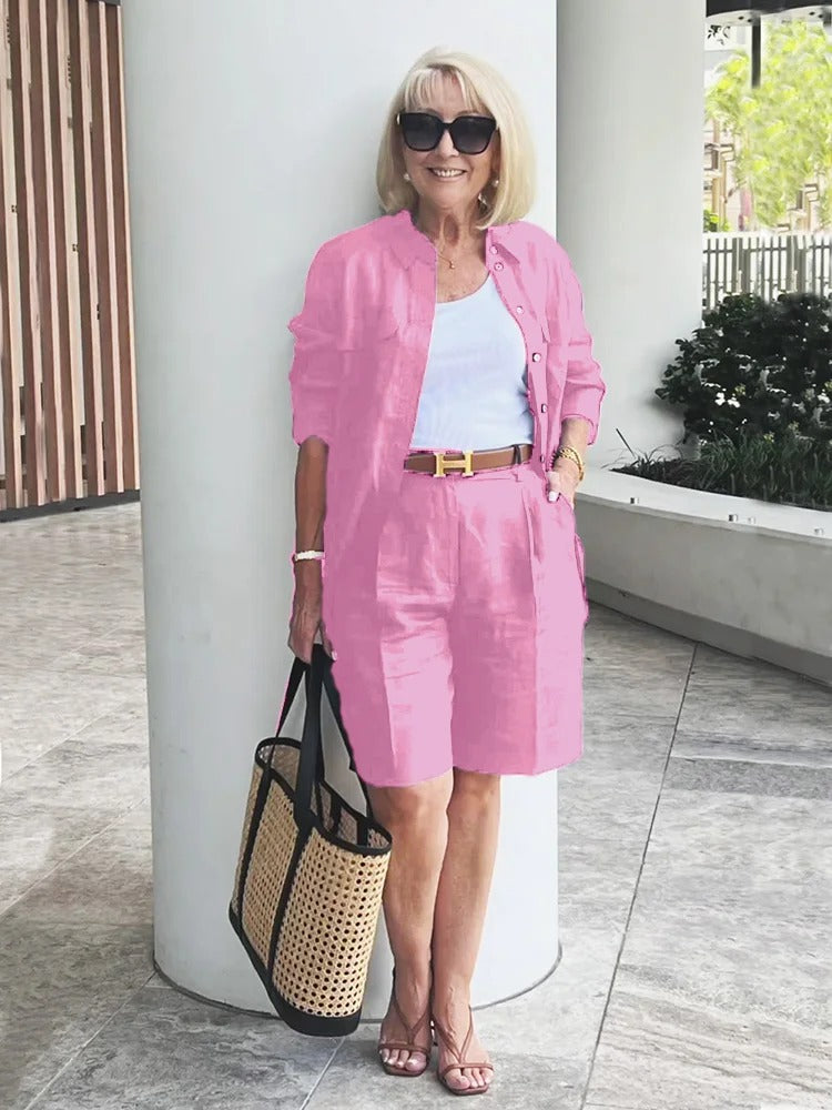 Two-piece Suits Stylish Lapel Collar Suit Shorts  Blazer Coat