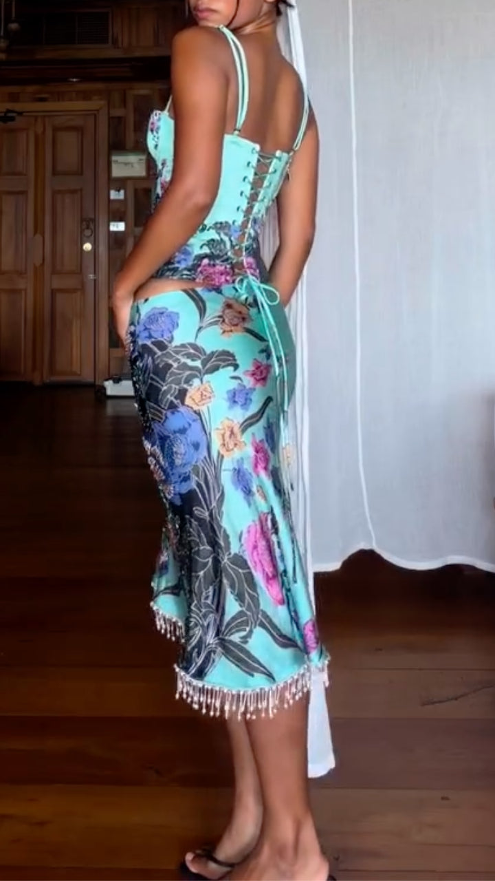 Floral Corset Mini Skirt Set