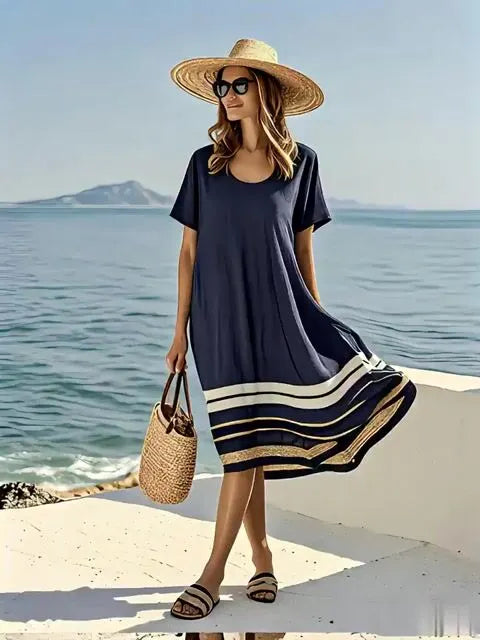 Women'S Loose Striped Print Dress