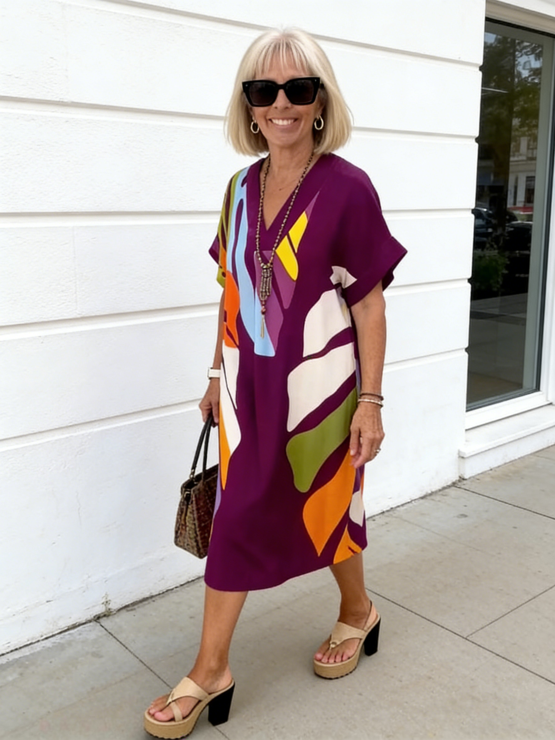 Printed Loose Printed Short Sleeve Dress