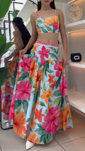 Tropical Floral Two‐Piece Skirt Set