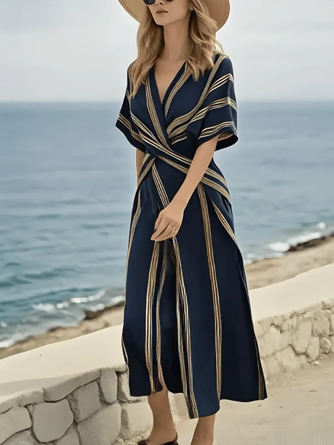 Women'S Loose Striped Print Dress