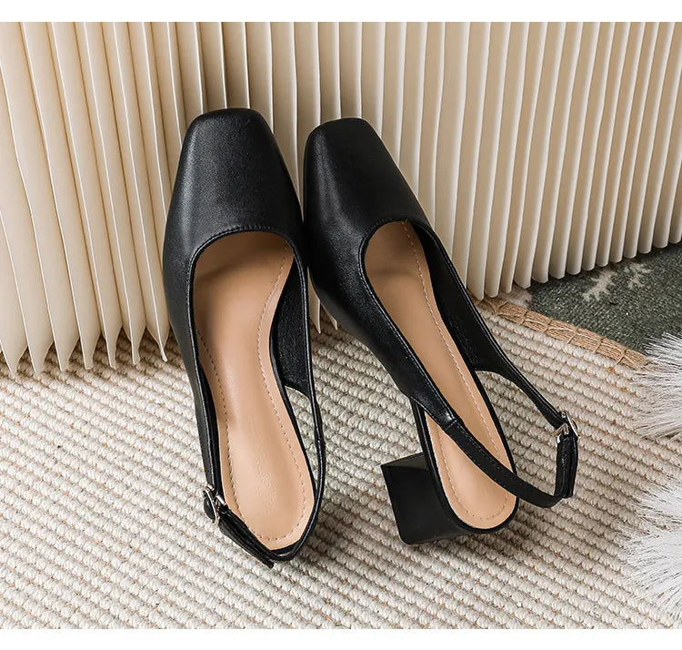 Sandals Summer Square Head Word with Thick Heels Cool Slippers