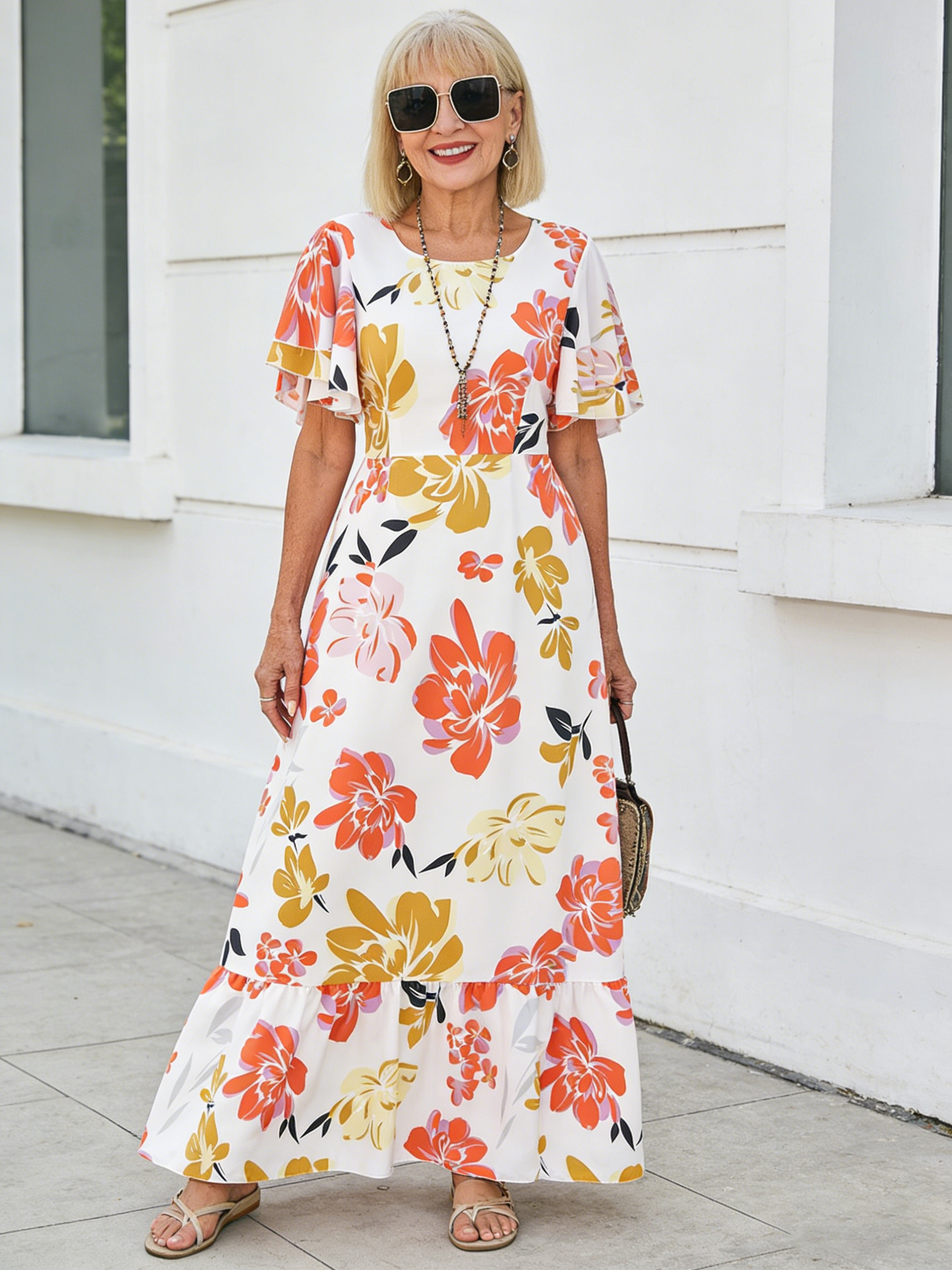 Boho Floral Art Print Elegant Dress