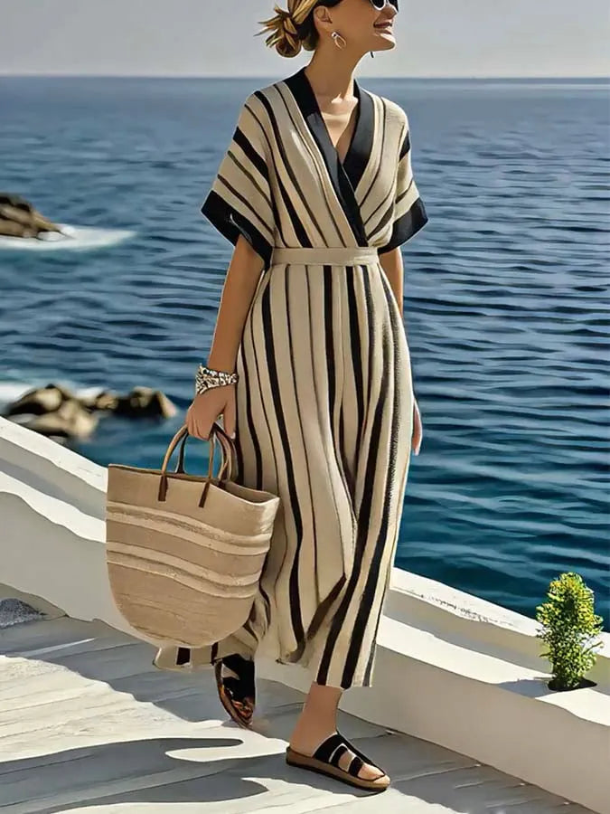 Women'S Loose Striped Print Dress