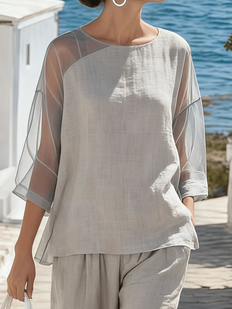 Women's Round Neck Short-Sleeved Suit