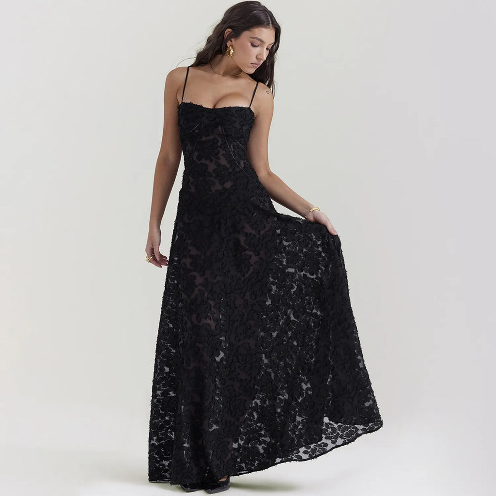 Women's Fashion Tube Top Word Collar Evening Dress