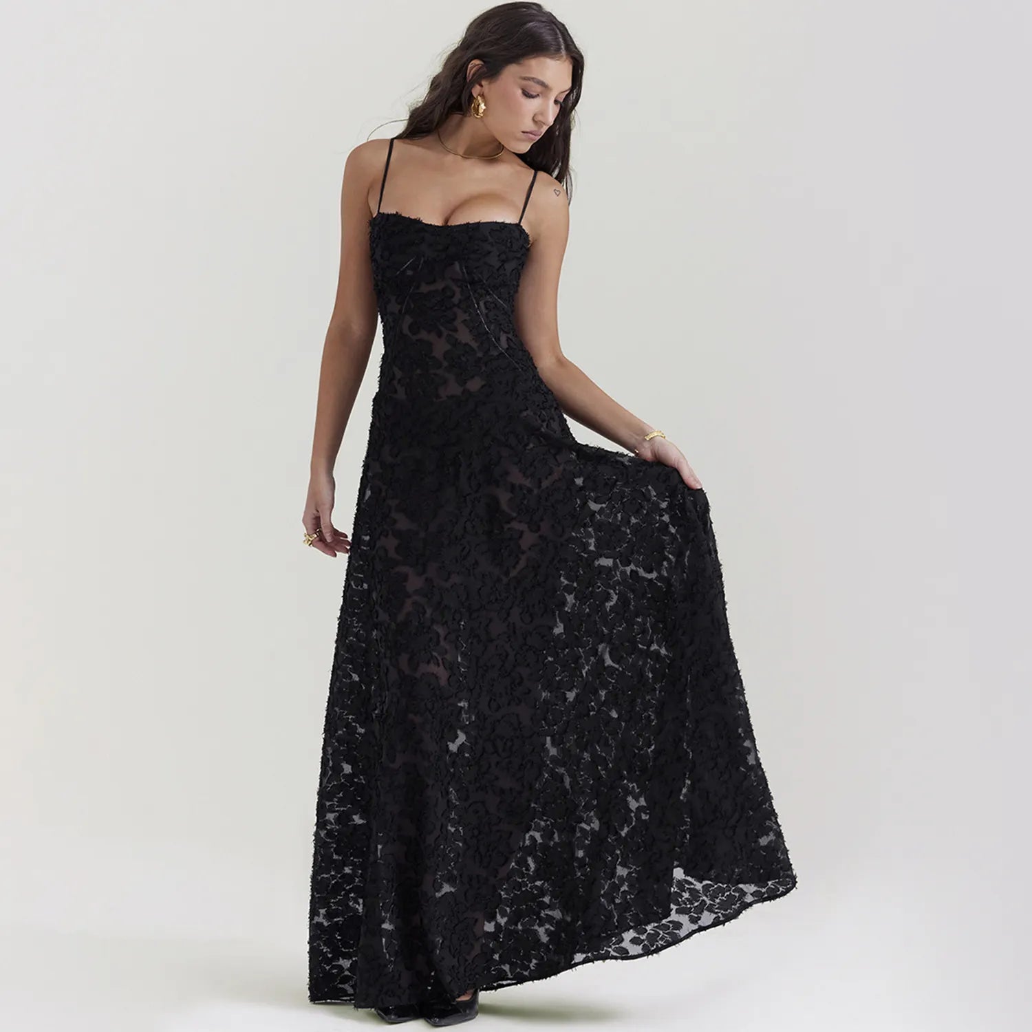 Women's Fashion Tube Top Word Collar Evening Dress