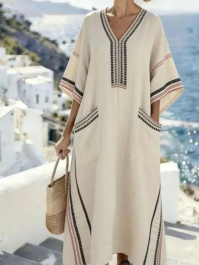 Women'S Casual Color-Block Striped Dress