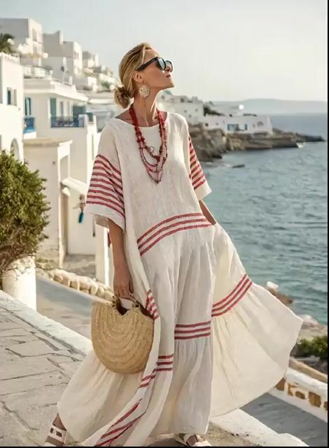 Women'S Loose Contrast Striped Dress