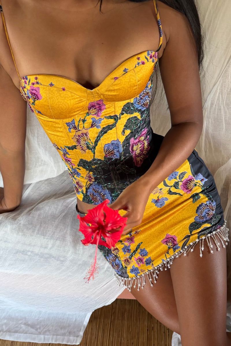 Floral Corset Mini Skirt Set