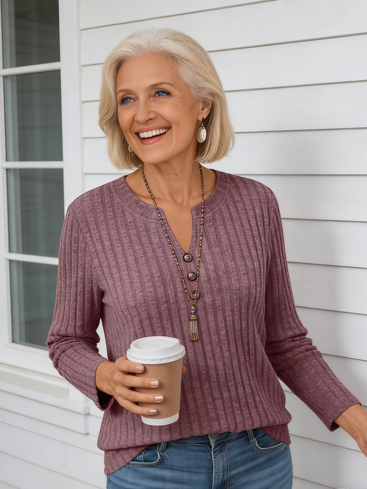 Button-knitted Autumn and Winter Casual V-neck Long-sleeved Pit Strip Sweater