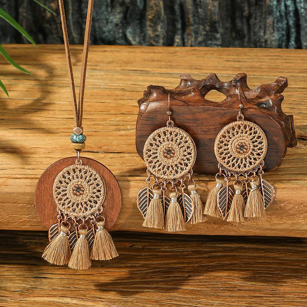 3pcs Boho Ethnic Long Sundry Colors Tassel Pendant Necklaces For Women Retro Rhinestone Drip Oil Alloy Necklace