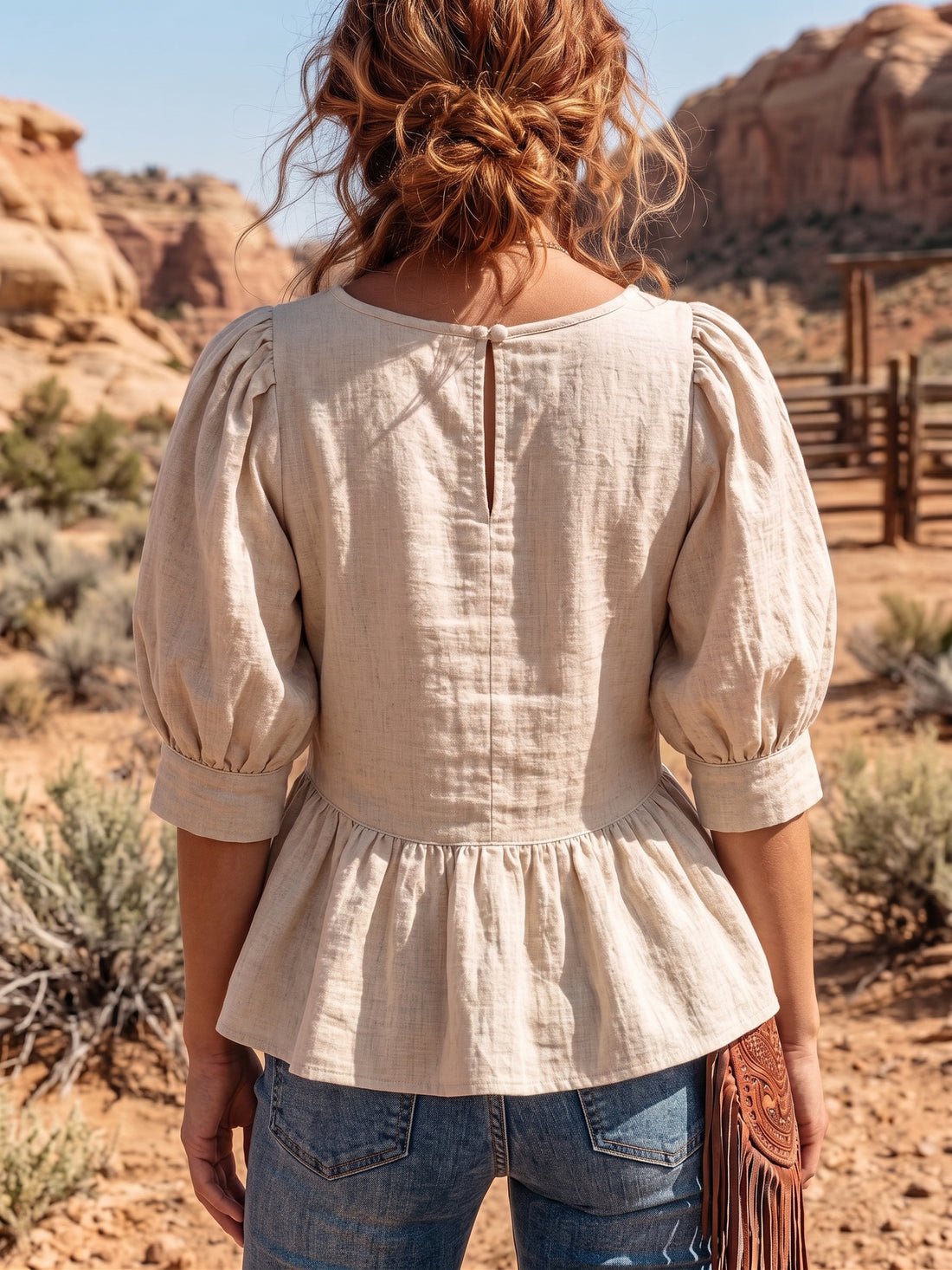 Women's Vintage Puff Sleeve Top
