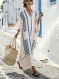 Women'S Casual Color-Block Striped Dress