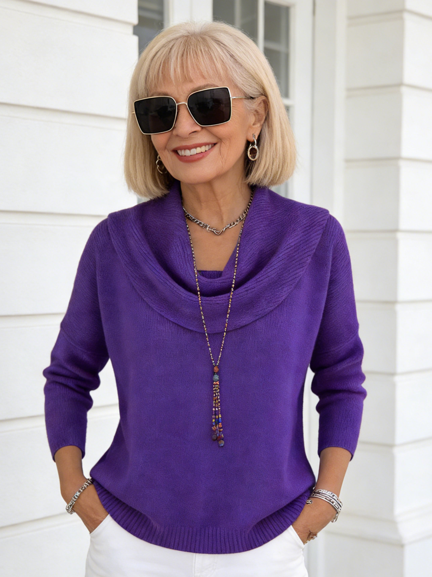 Winter Knitted Sweater Solid Color Long-sleeved Top Sweater Women