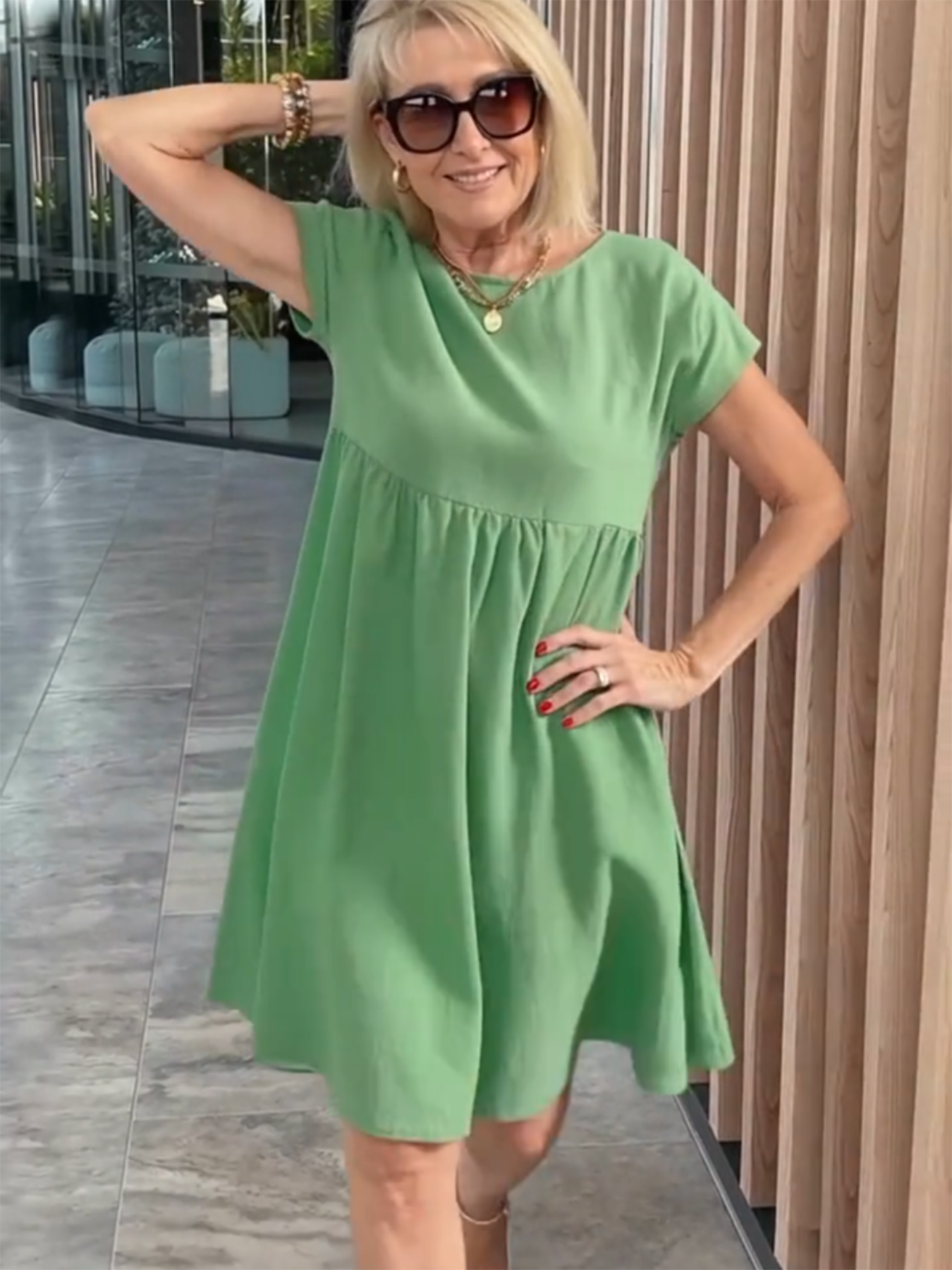 Cotton and Linen A-shaped Skirt Pocket Dress
