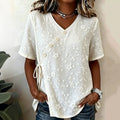 Women's Casual Floral Art Wrap Tie Waist Blouse