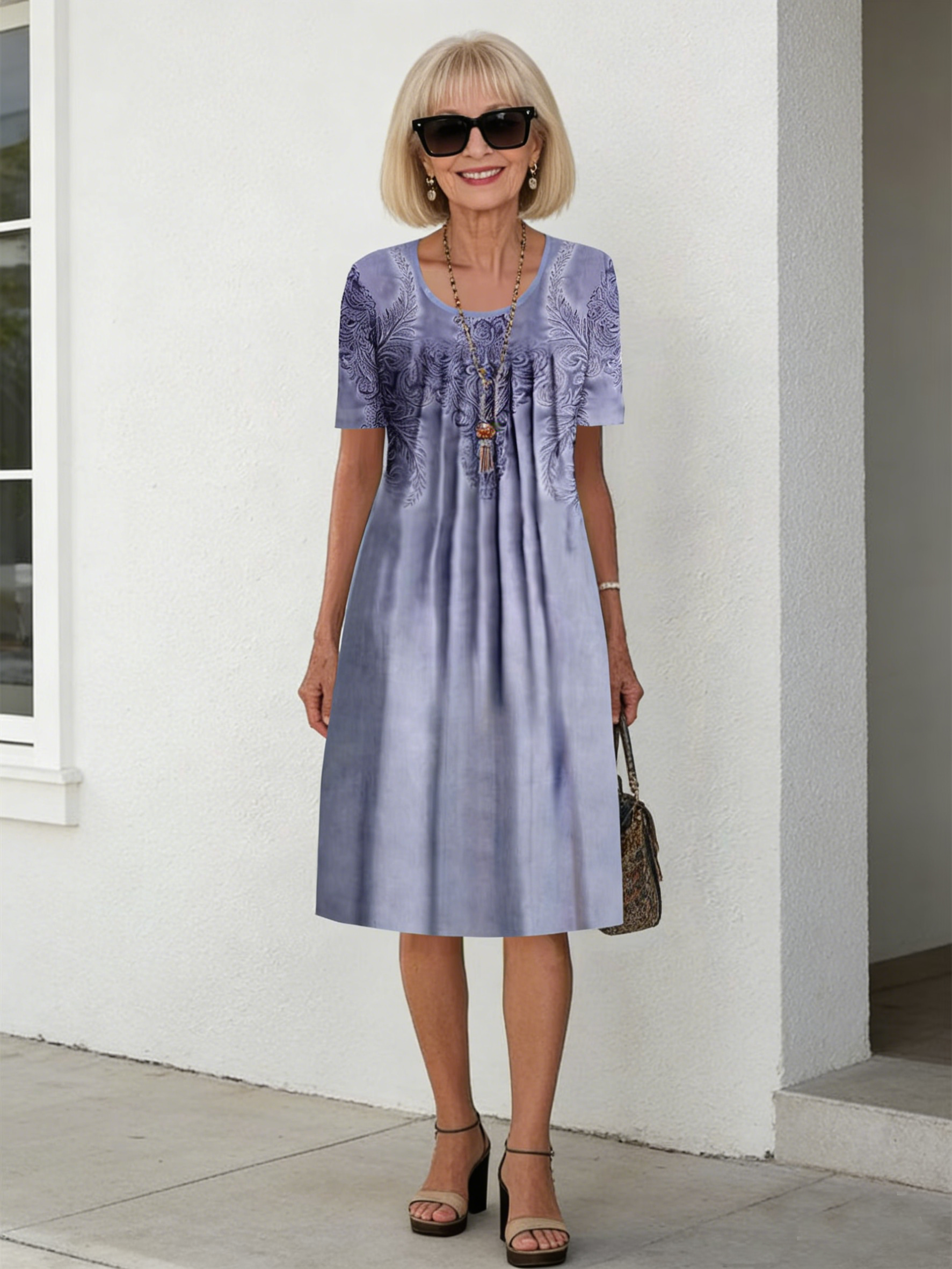 Colorful Sweet Floral round Neck Dress
